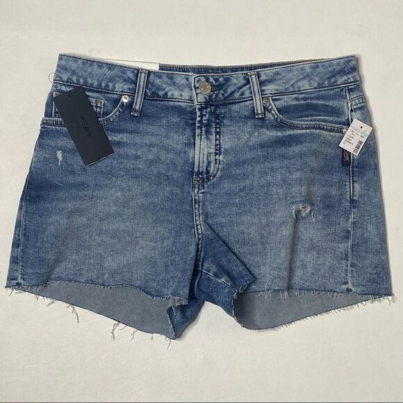 Silver | NWT Avery High Rose Curvy Denim Shorts - Picture 1 of 9